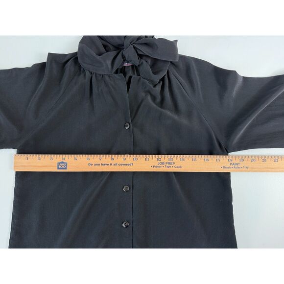 Hunter Dixon by Hunter Bell Women's Black Silk Blouse Tie Neck Button Up Size XS - Picture 6 of 10